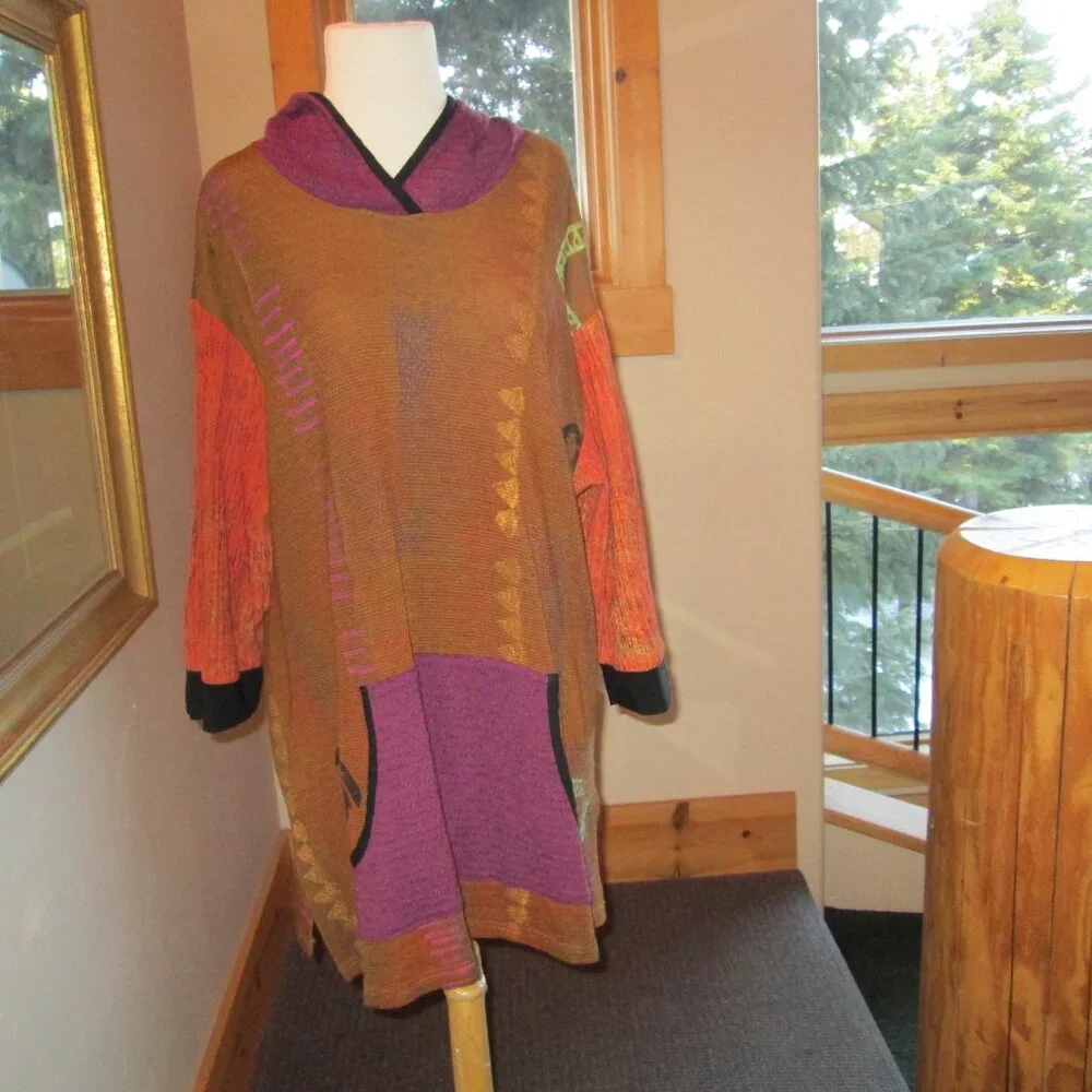 JGU Mad Lab Brown, Orange, Purple Hoodie Tunic Top and Orange Kaktus Plus Skirt - Picture 8 of 12